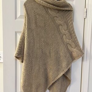 Lineamaglia Elegant Knit Poncho - Beige - Made in Italy. OS fits all
